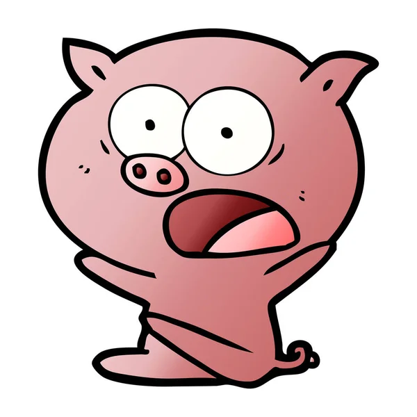 Choqué Dessin Animé Cochon Assis — Image vectorielle