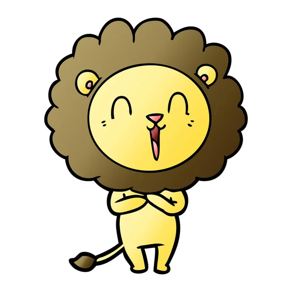 Vektorillustration Des Lachenden Löwen Cartoons — Stockvektor