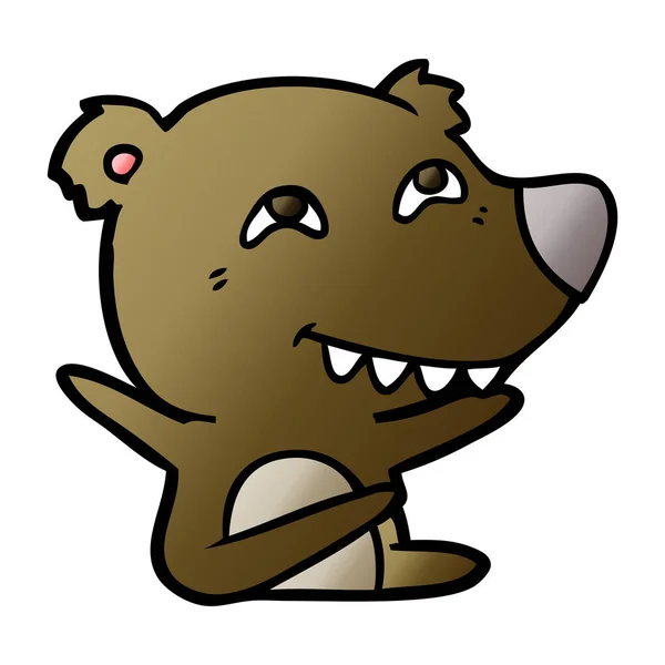 Urso Dos Desenhos Animados Mostrando Dentes —  Vetores de Stock