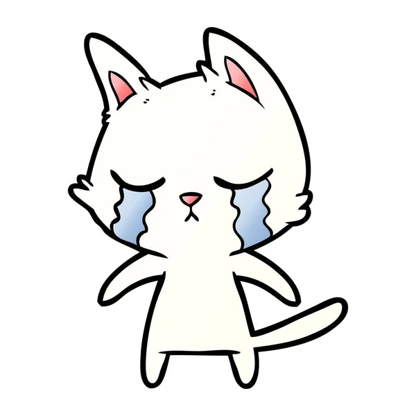 Vektorillustration Der Weinenden Cartoon Katze — Stockvektor