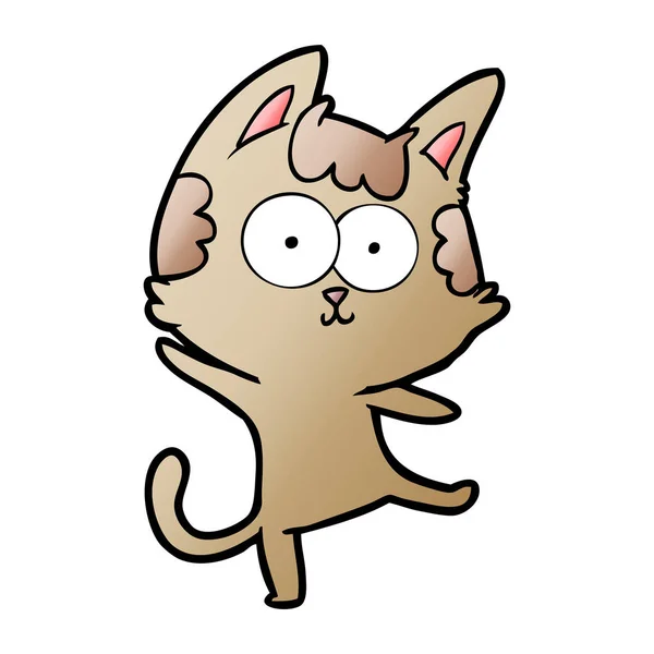 Vectorillustratie Van Happy Cartoon Kat — Stockvector