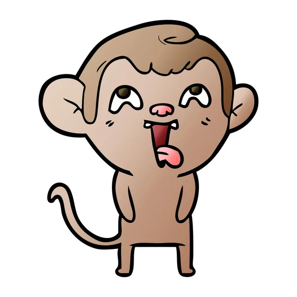 Ilustração Vetorial Desenho Animado Macaco Louco Mostrando Língua Isolada Branco — Vetor de Stock