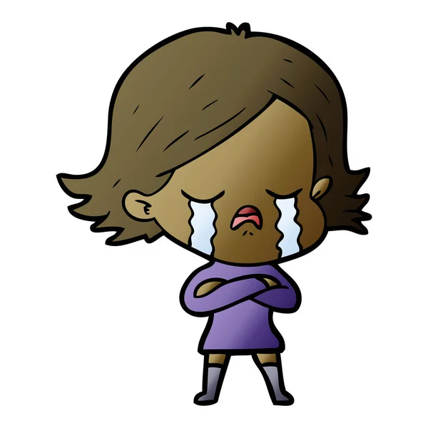 Vector Ilustración Dibujos Animados Niña Llorando — Vector de stock