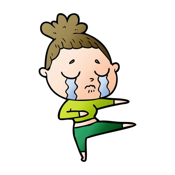 Cartoon Crying Woman Dancing — Stock Vector
