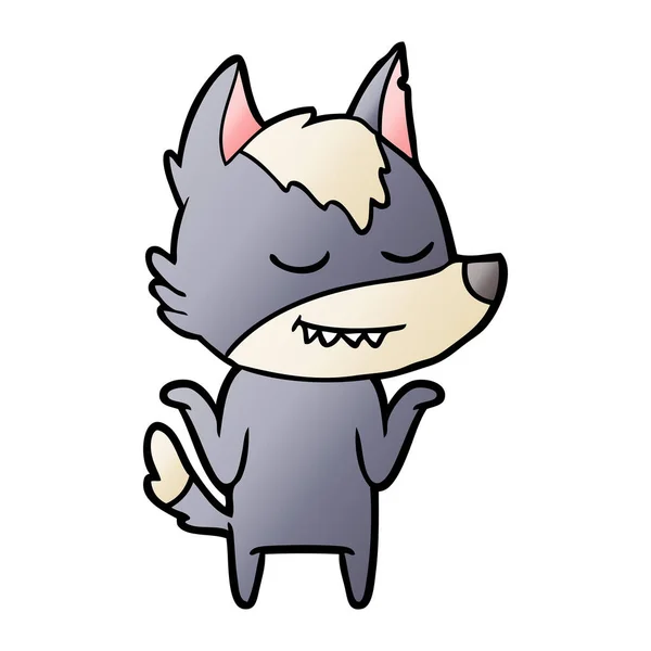 Vector Illustration Friendly Cartoon Wolf — Stock Vector