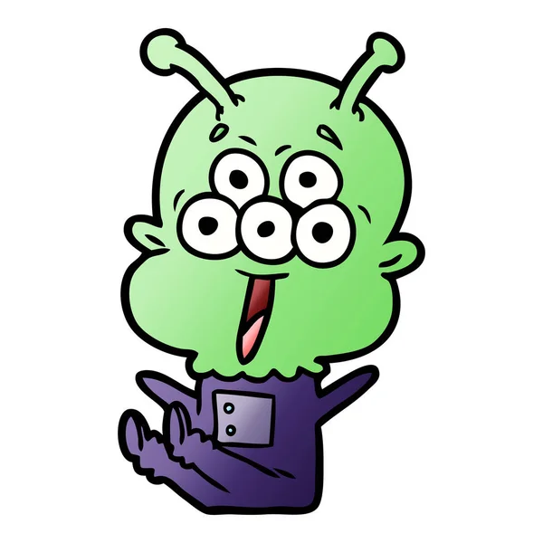 Vectorillustratie Voor Happy Cartoon Alien — Stockvector