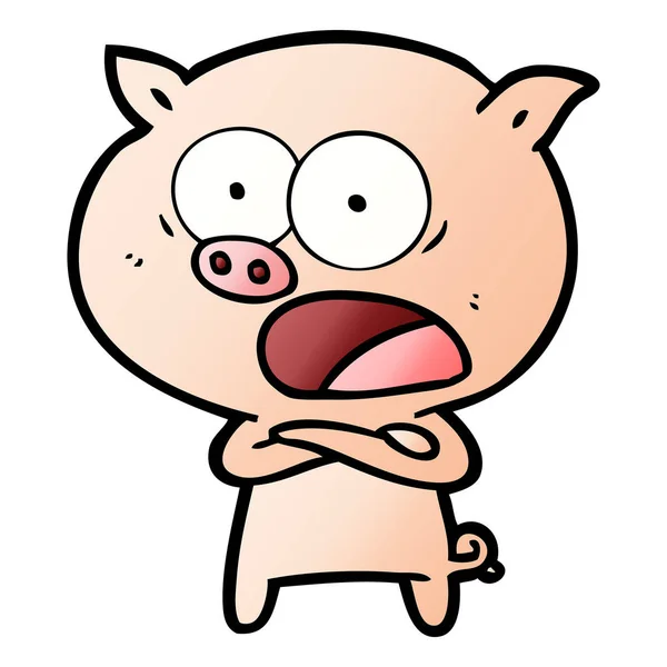 Vector Illustration Cartoon Pig Shouting — Stock Vector