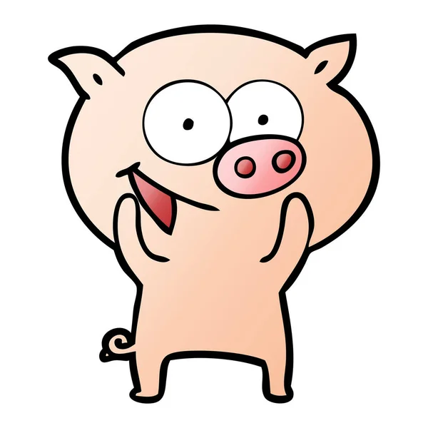 Illustration Vectorielle Dessin Animé Cochon Joyeux — Image vectorielle