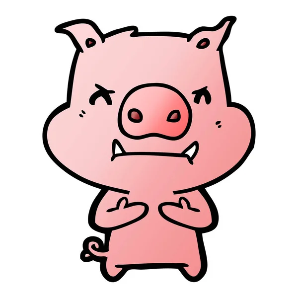 Illustration Vectorielle Cochon Dessin Animé Colère — Image vectorielle