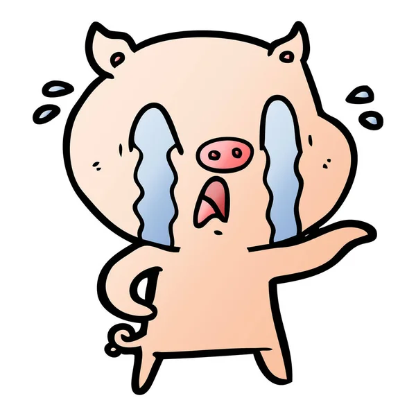 Vector Illustration Crying Pig Cartoon — Stock Vector