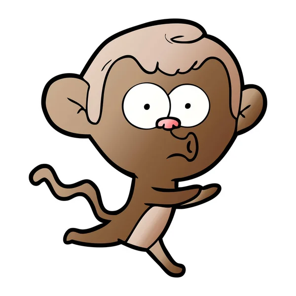 Ilustração Vetorial Correndo Macaco Assobiando Desenhos Animados Isolado Branco —  Vetores de Stock