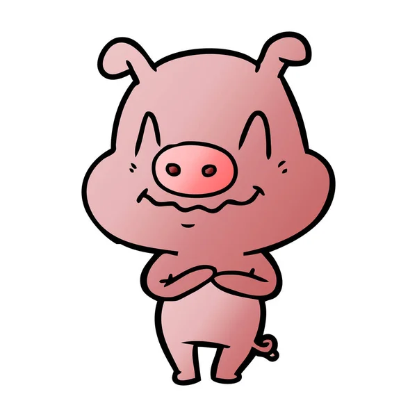 Illustration Vectorielle Cochon Dessin Animé Nerveux — Image vectorielle