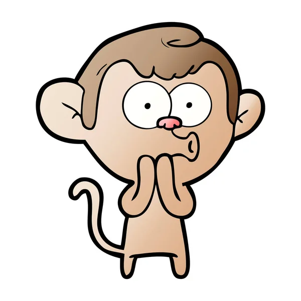 Vektör Çizim Karikatür Üzerine Beyaz Izole Maymun Islık — Stok Vektör