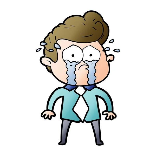 Vector Illustration Cartoon Crying Man — Stock Vector