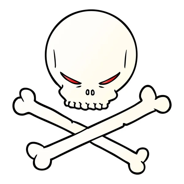 Calavera Dibujos Animados Huesos Cruzados — Vector de stock