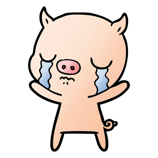 Vector Illustration Cartoon Pig Crying — Stock Vector