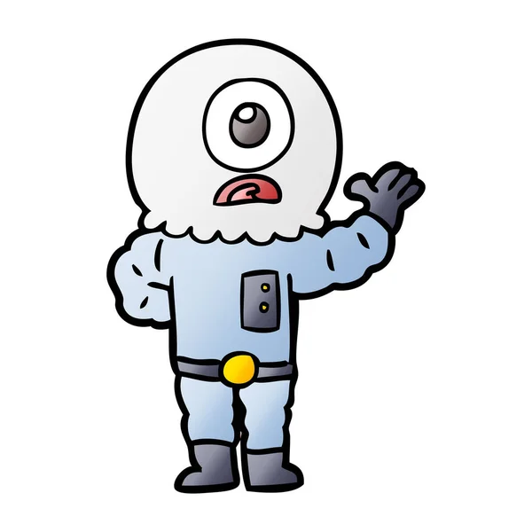 Cartoon Cyclops Buitenaardse Spaceman — Stockvector