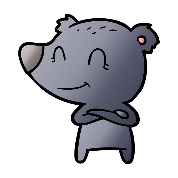 Illustrazione Vettoriale Del Cartone Animato Sorridente Dell Orso — Vettoriale Stock