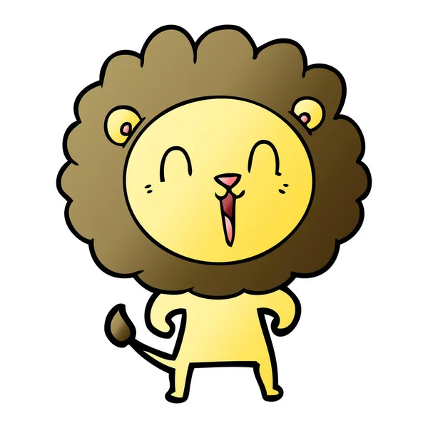 Vector Illustration Laughing Lion Cartoon — Stock Vector