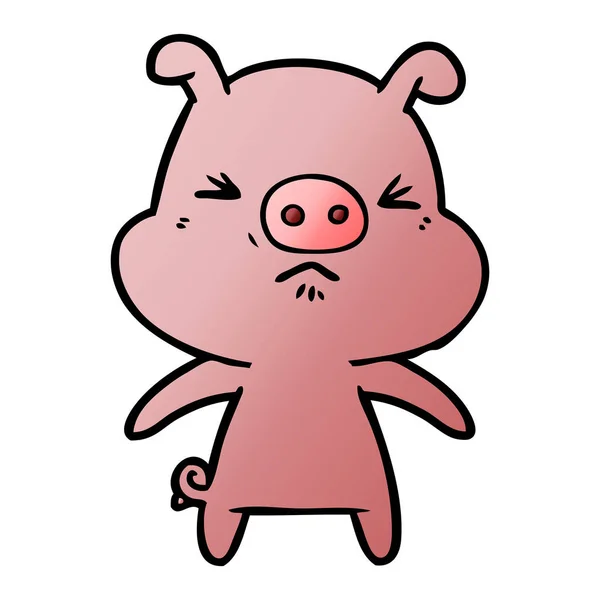 Vektor Illustration Der Karikatur Wütendes Schwein — Stockvektor