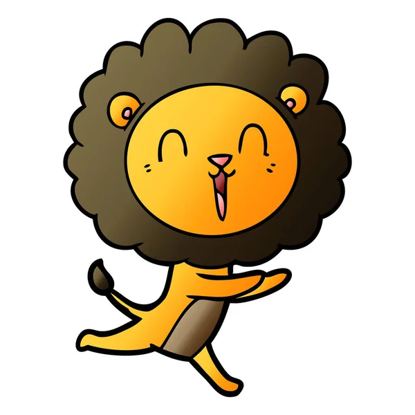 Vector Illustration Laughing Lion Cartoon — Stock Vector