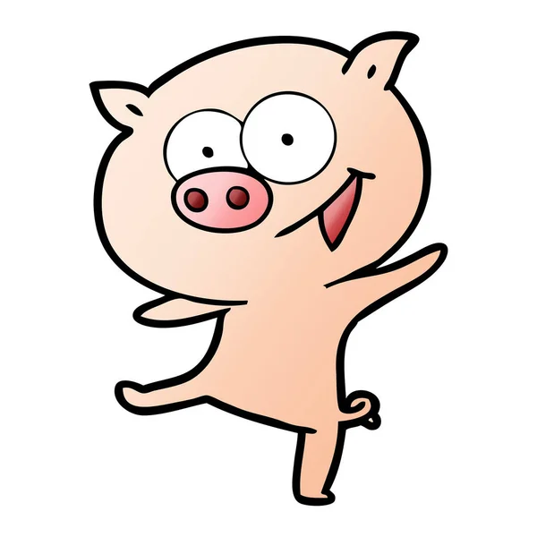 Joyeux Cochon Dansant Dessin Animé — Image vectorielle