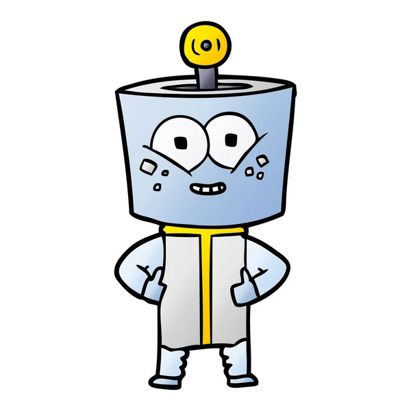 Vector Illustration Happy Cartoon Robot — Stock Vector