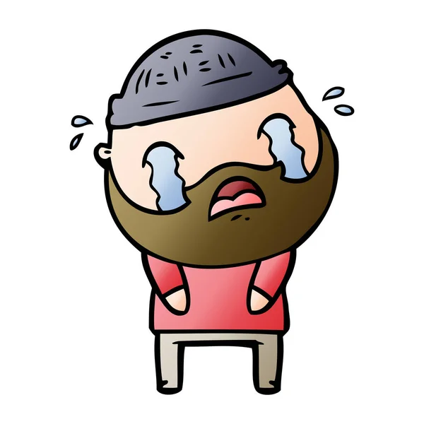 Desenho Animado Barbudo Homem Chorando —  Vetores de Stock