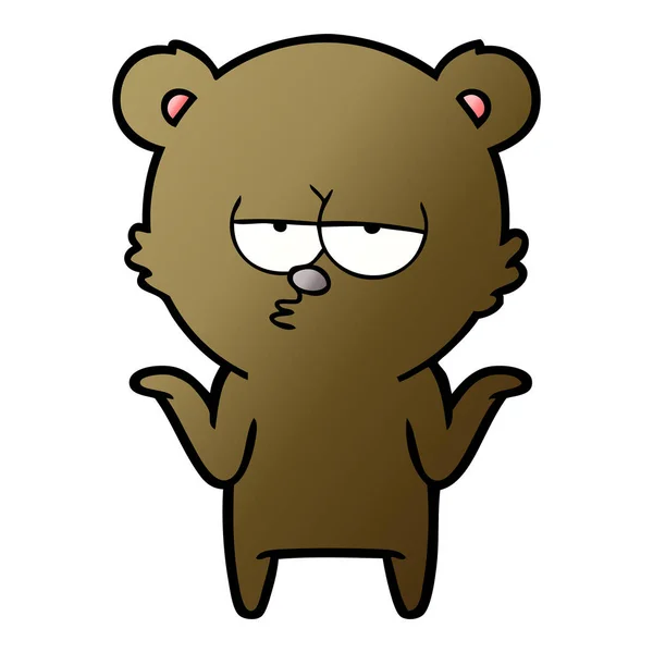 Verveeld Bear Cartoon Schouderophalend — Stockvector