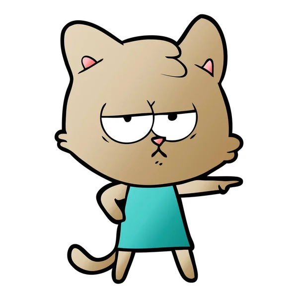 Gelangweilte Cartoon Katze Zeigt — Stockvektor