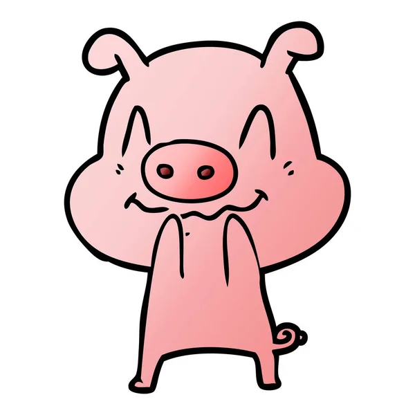 Vector Illustration Nervous Cartoon Pig — Stock Vector
