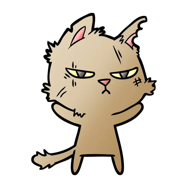 Ilustración Vectorial Gato Dibujos Animados Duro — Vector de stock