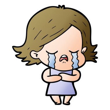 vektör çizim karikatür kız ağlıyor