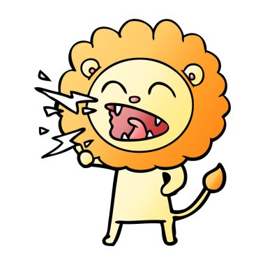 vektör çizim karikatür kükreyen aslan