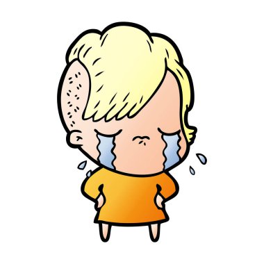Ağlayan kızın vektör çizimi