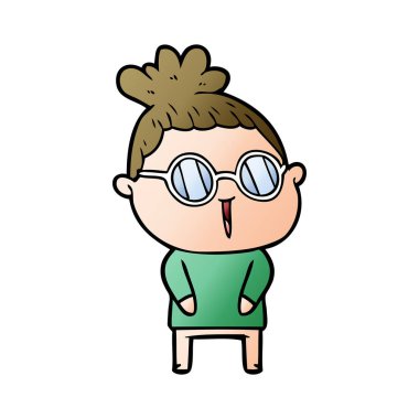 Çizgi filmdeki gözlüklü kadın.