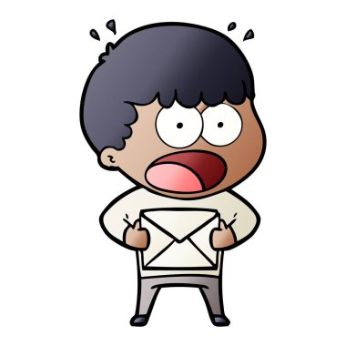 şok adam zarf holding karikatür