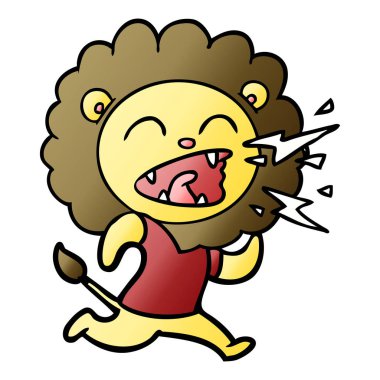 vektör çizim karikatür kükreyen aslan