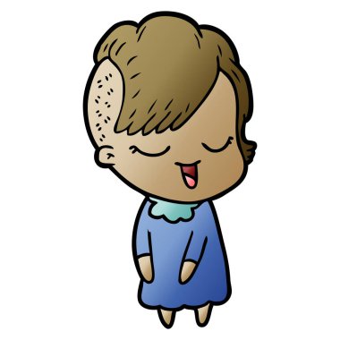 mutlu çizgi film kız vektör çizim