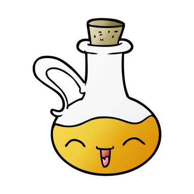 karikatür mutlu şişe zeytinyağı