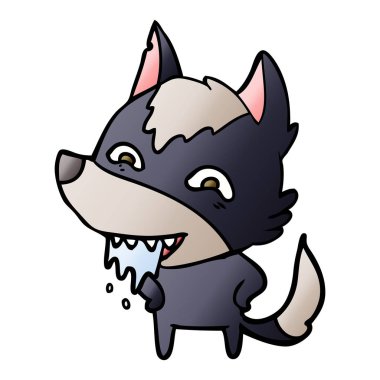 vektör çizim karikatür aç kurt