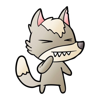 vektör çizim öfkeli wolf çizgi film