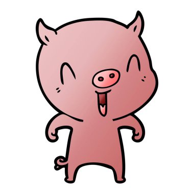 mutlu karikatür domuz vektör çizim