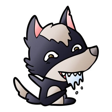 vektör çizim karikatür aç kurt