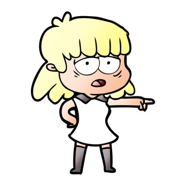 çizgi film yorgun kadın işaret