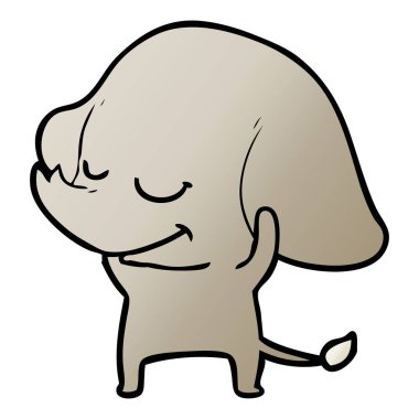 vektör çizim karikatür fil gülümseyen