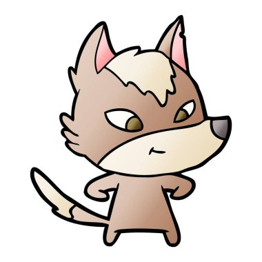 vektör çizim dostu karikatür kurt