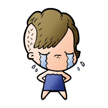 Ağlayan kızın vektör çizimi