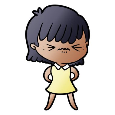 rahatsız çizgi film kız vektör çizim