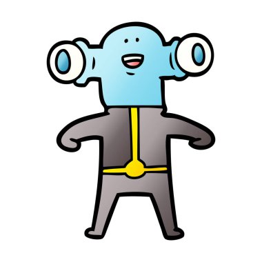 Dostu karikatür uzaylı vektör çizim